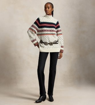 Polo Ralph Lauren Pull en mélange de laine Fair Isle blanc