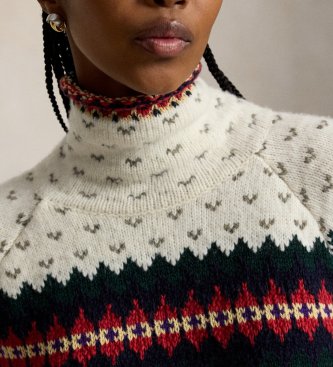 Polo Ralph Lauren Pull en mélange de laine Fair Isle blanc
