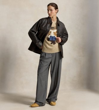 Polo Ralph Lauren Winterpullover mit Polo Bear in Beige
