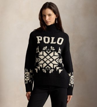 Polo Ralph Lauren Pull en laine à col roulé noir