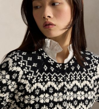 Polo Ralph Lauren Fair Isle-cardigan i uldmix, sort