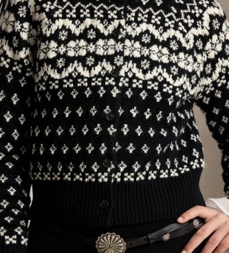 Polo Ralph Lauren Fair Isle-cardigan i uldmix, sort