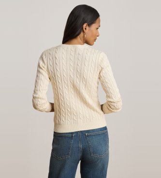 Lauren Ralph Lauren Maglione in punto trecce con bottoni beige