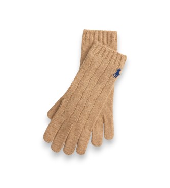 Polo Ralph Lauren Bruine handschoenen van wol en kasjmier