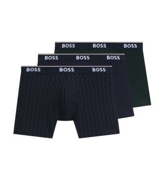 BOSS Set 3 Bóxers estampados marino