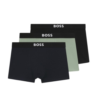 BOSS Conjunto de 3 Cuecas Boxer Lisas preto, verde