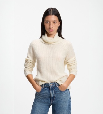 BOSS Camisola gola alta branco quebrado