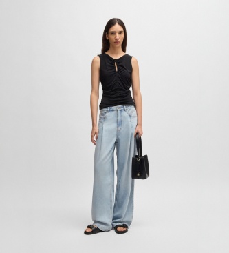 BOSS Pantalone plissettato ampio azzurro chiaro