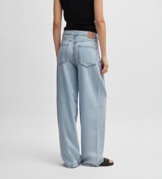 BOSS Pantalone plissettato ampio azzurro chiaro