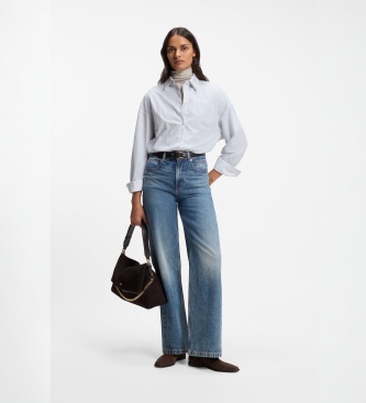 BOSS Wit, blauw gestreept Bernie-shirt