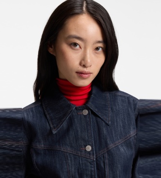 BOSS Denim jakke marineblå