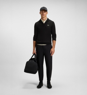 BOSS Svart halvzip-tröja med polokrage