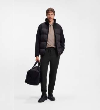 BOSS Pantalone regular fit in tessuto melange con logo nero