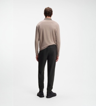 BOSS Pantalone regular fit in tessuto melange con logo nero