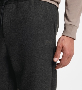 BOSS Pantalone regular fit in tessuto melange con logo nero