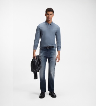 BOSS Polo Passerby azul médio