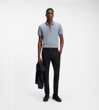 BOSS Polo com zíper Philix GOC cinza