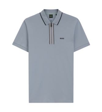BOSS Polo com zíper Philix GOC cinza