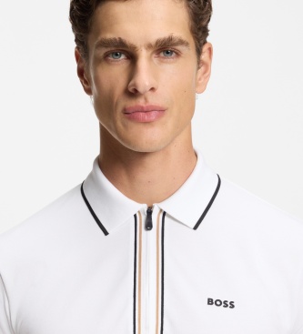 BOSS Polo com fecho de correr Philix GOC branco