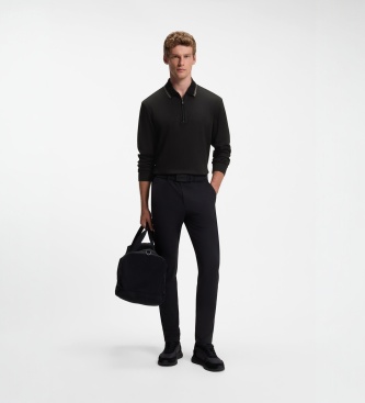 BOSS Polo plissê de manga comprida preto