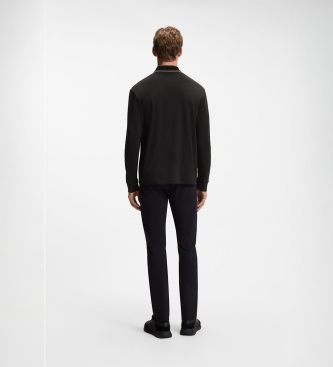 BOSS Polo plissê de manga comprida preto