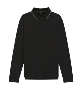 BOSS Polo plissê de manga comprida preto