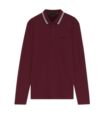BOSS Polo Plissé manga longa grená