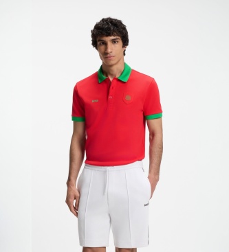 BOSS Polo Paddy com detalhes de bandeira vermelho