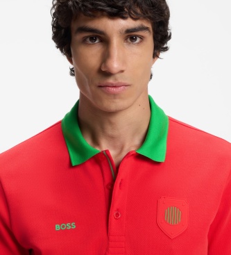 BOSS Polo Paddy com detalhes de bandeira vermelho