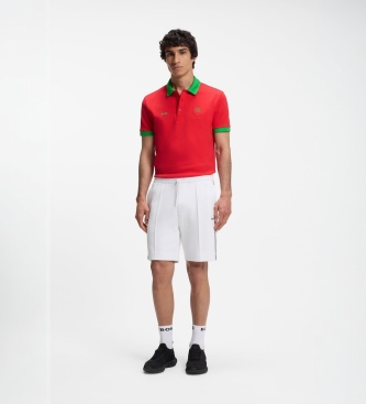 BOSS Polo Paddy com detalhes de bandeira vermelho