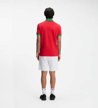 BOSS Polo Paddy com detalhes de bandeira vermelho