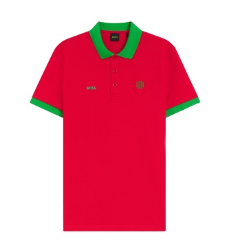 BOSS Polo Paddy com detalhes de bandeira vermelho