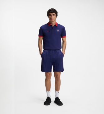 BOSS Polo Paddy com detalhes de bandeira marinho
