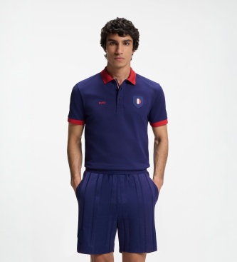 BOSS Polo Paddy com detalhes de bandeira marinho