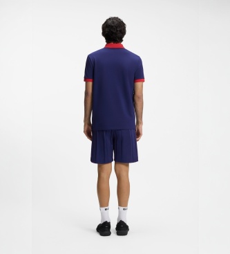 BOSS Polo Paddy com detalhes de bandeira marinho