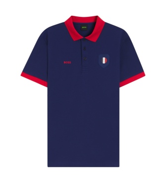 BOSS Polo Paddy com detalhes de bandeira marinho