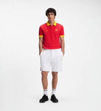 BOSS Polo Paddy com detalhes de bandeira vermelho