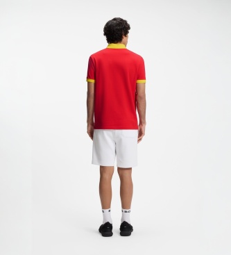 BOSS Polo Paddy com detalhes de bandeira vermelho