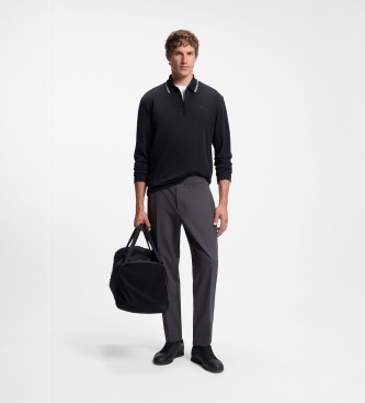 BOSS Polo Plisy manga larga marino