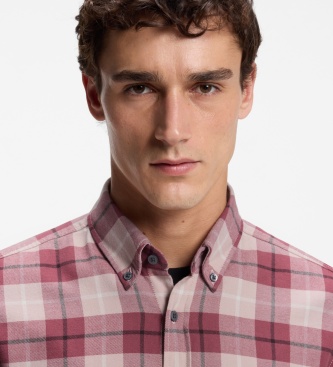 BOSS Camisa Rickert de quadros vermelha