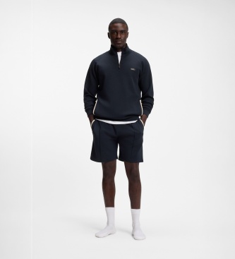 BOSS Sweatshirt med høj krave og halv lynlås Sense marineblå