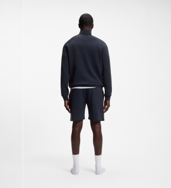 BOSS Sweatshirt med høj krave og halv lynlås Sense marineblå