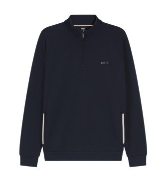 BOSS Sweatshirt med høj krave og halv lynlås Sense marineblå