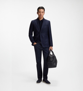 BOSS Navy blue Sienne leather moccasins