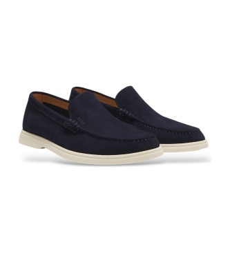 BOSS Navy blue Sienne leather moccasins