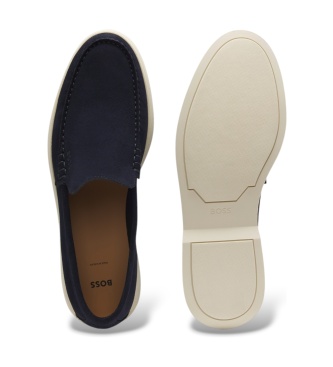 BOSS Navy blue Sienne leather moccasins