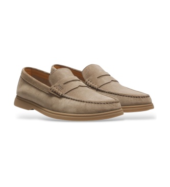 BOSS Mockasiner i mockaläder Sienne, beige