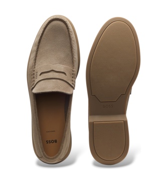 BOSS Mockasiner i mockaläder Sienne, beige