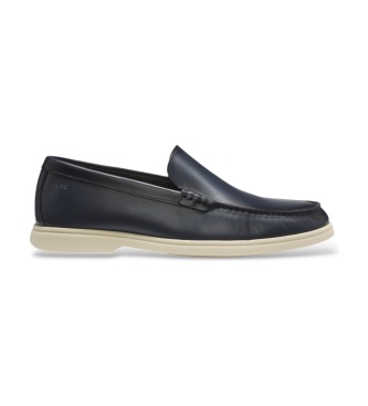 BOSS Navy blue Sienne leather moccasins
