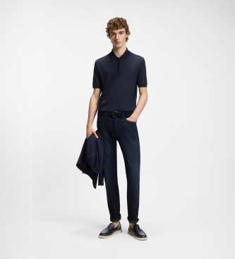 BOSS Navy blue Sienne leather moccasins